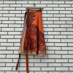 Darn Good Yarn Reversible Wrap Skirt Patchwork Boho Festival Ankle Length 4-12